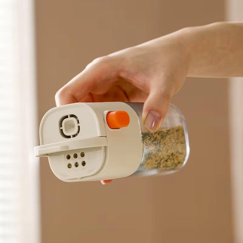 180Ml Multi-Functional Quantitative Seasoning Pot, Press-Type Glass Seasoning Bottle, Kitchen Salt Jar, Spice & Pepper Shakers
